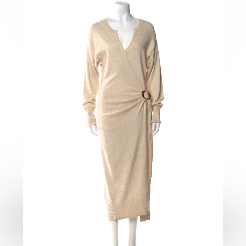 Jonathan Simkhai Cream Ruched Wrap Dress worn once XS